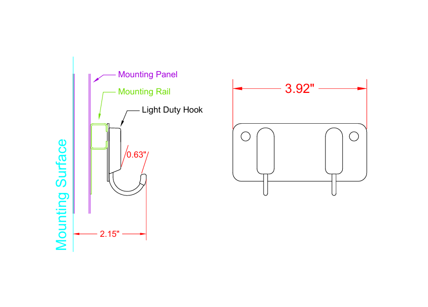 Light Duty Hook x2